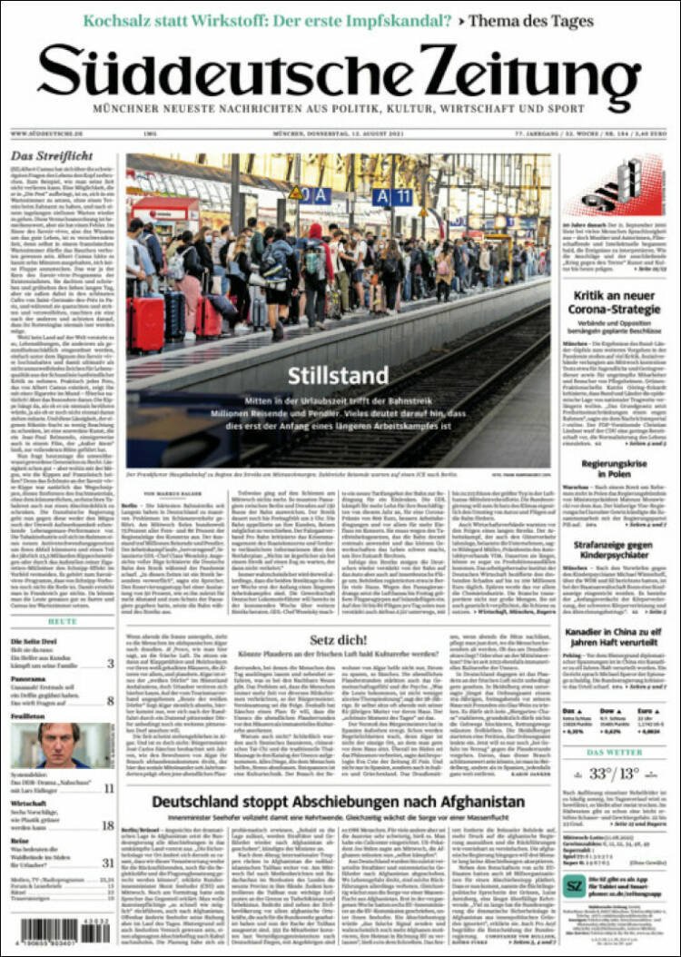 Portada de Sueddeutsche (Alemania)