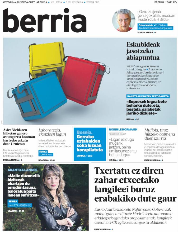Portada de Berria (Spain)