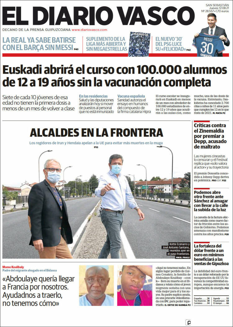 Portada de Diario Vasco (España)