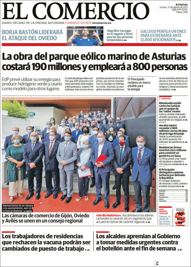 Portada de El Comercio (Spain)