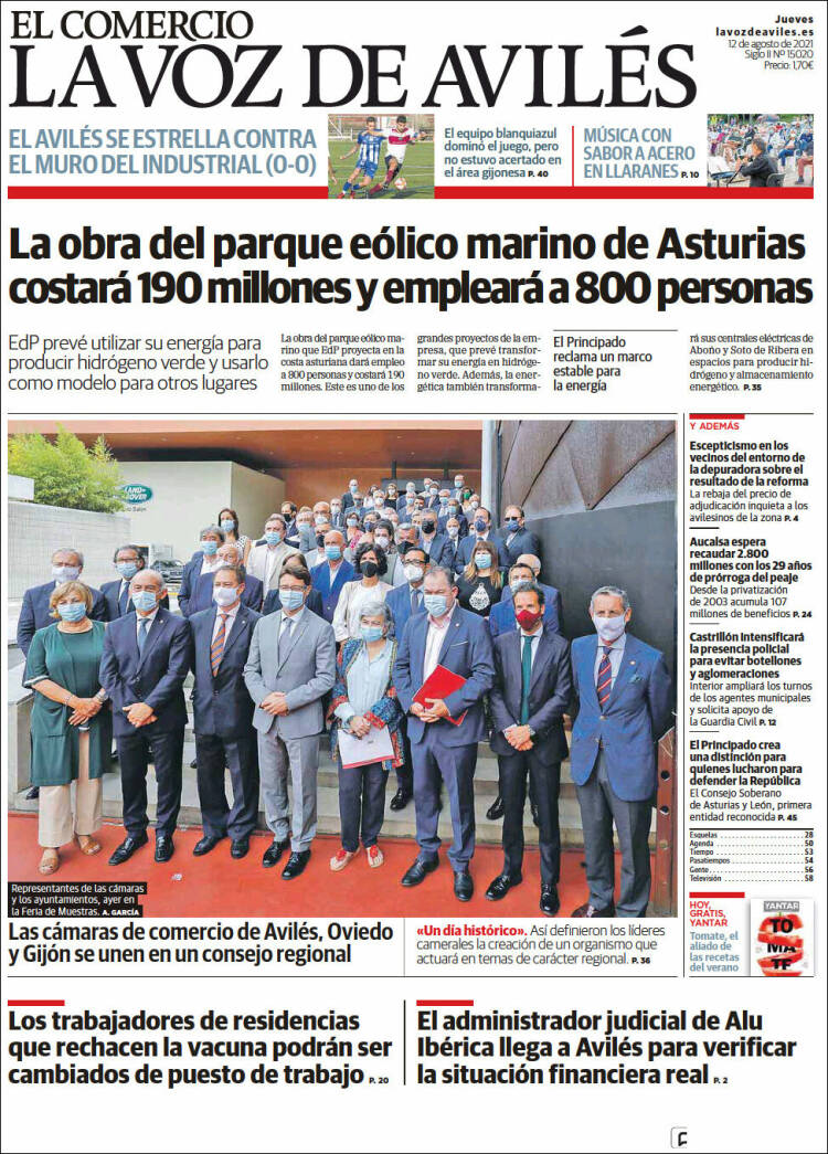 Portada de El Comercio - Avilés (Spain)