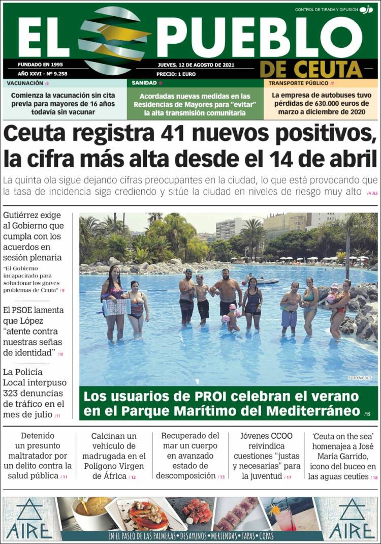 Portada de El Pueblo de Ceuta (Spain)
