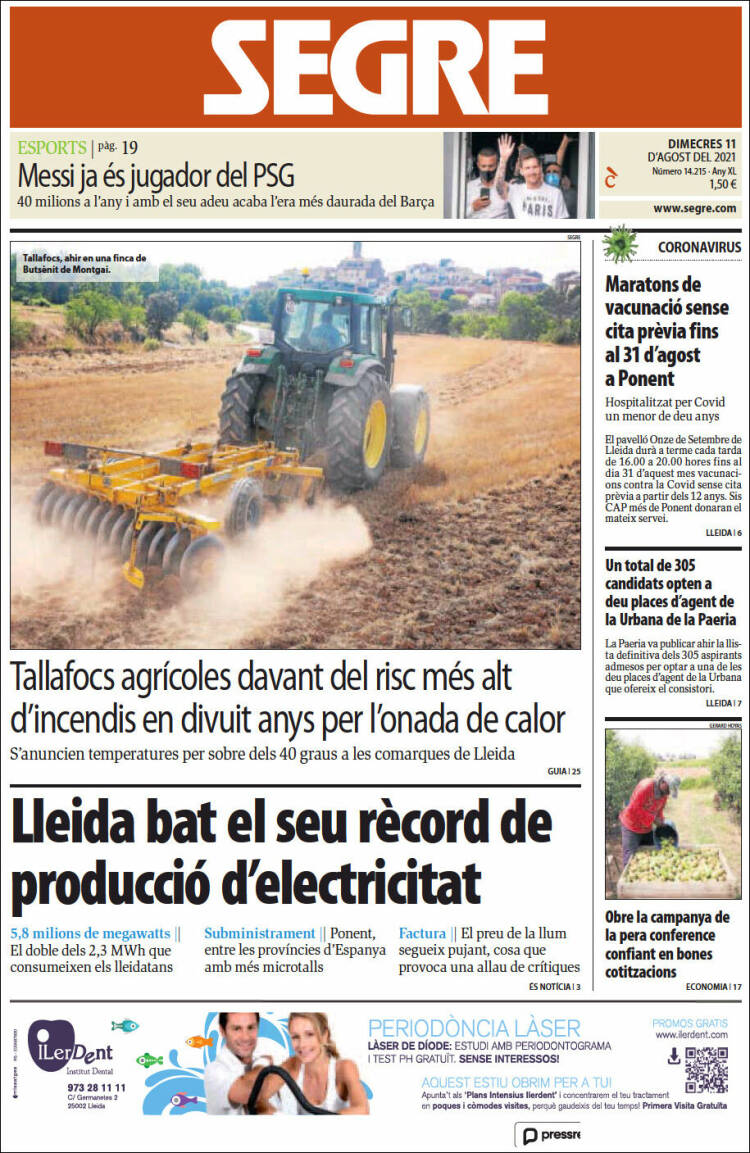 Portada de Segre (Spain)