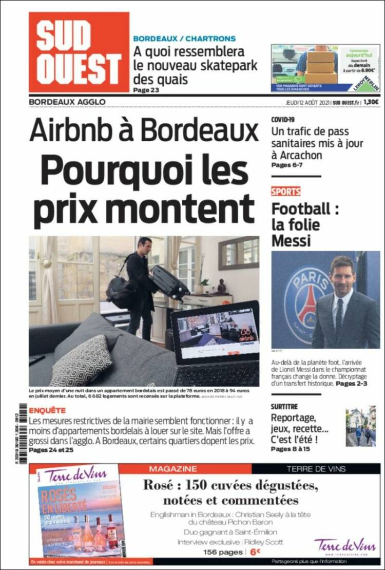 Portada de Sud Ouest (France)