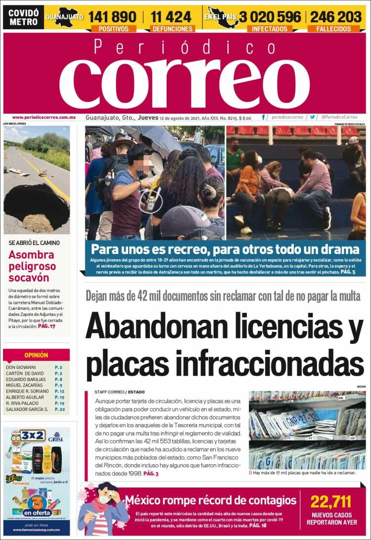 Portada de Correo - El diario del Estado de Guanajuato (M&eacute;xico)