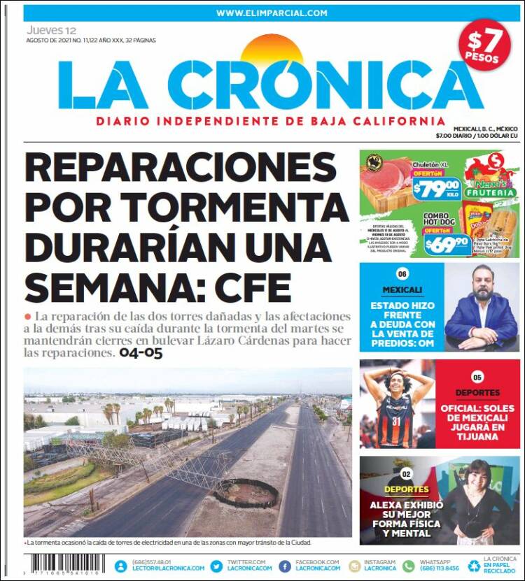 Portada de La Crónica de Baja California (M&eacute;xico)