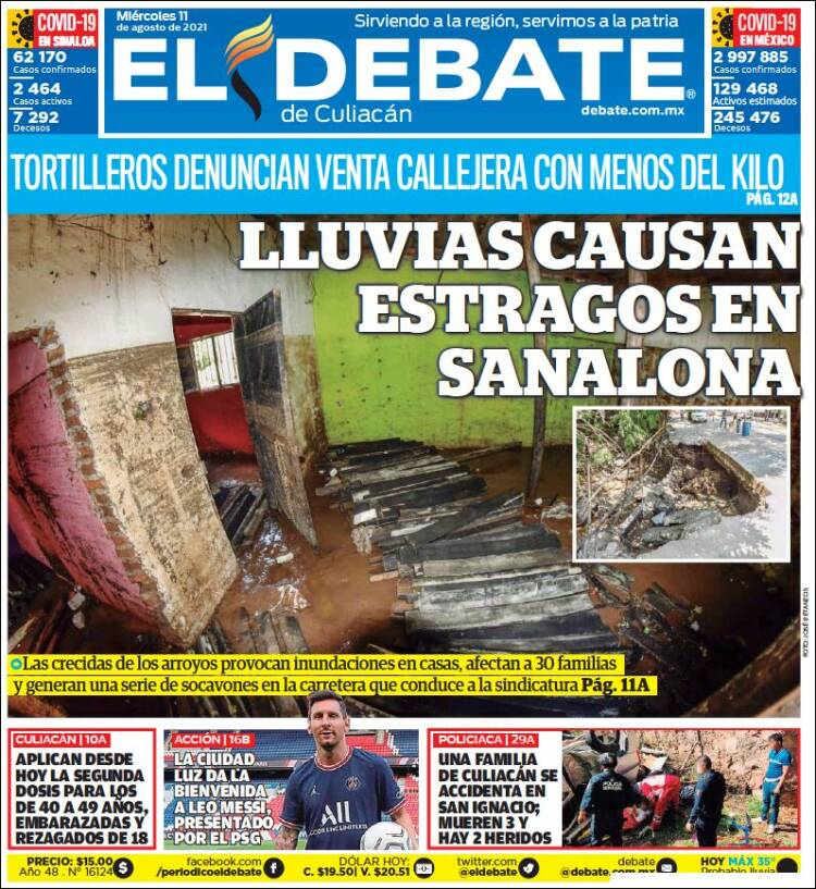 Portada de El Debate de Culiacán (M&eacute;xico)