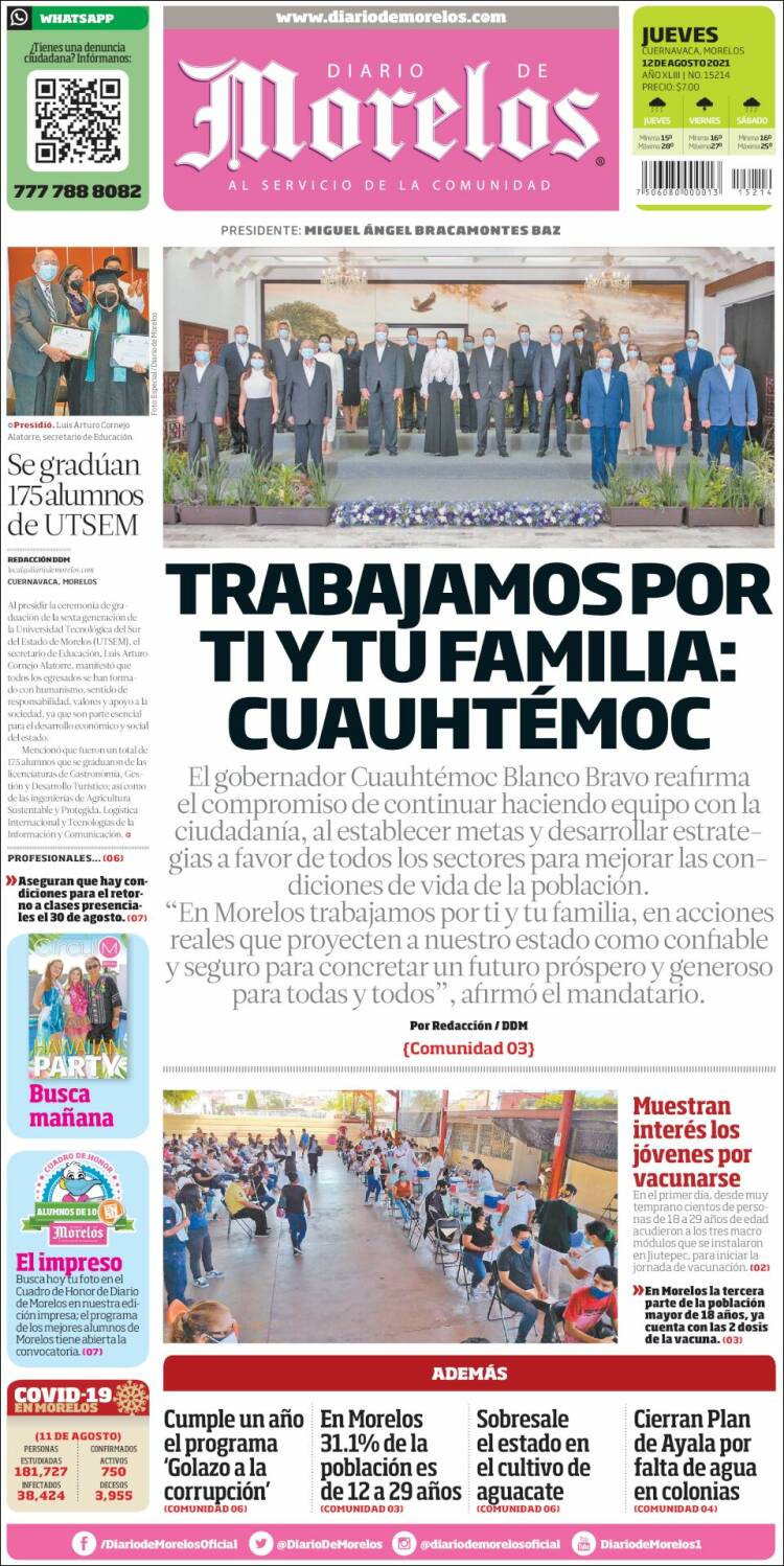 Portada de Diario de Morelos (M&eacute;xico)