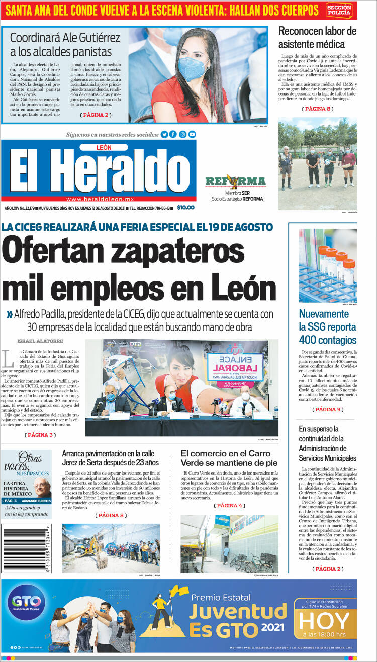 Portada de El Heraldo de León (M&eacute;xico)