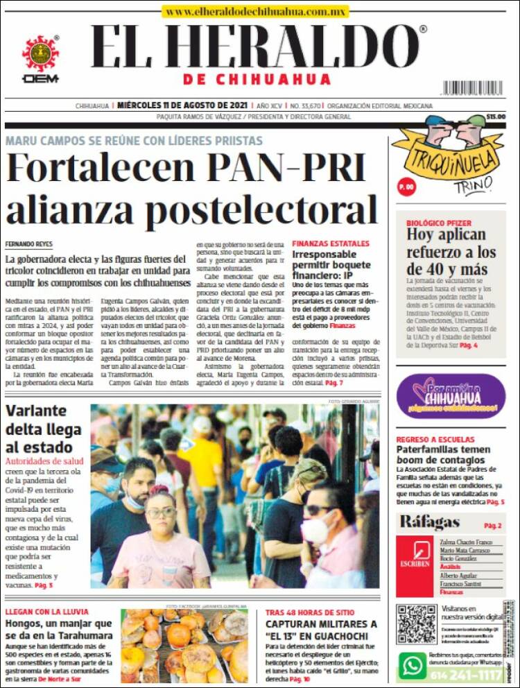 Portada de El Heraldo de Chihuahua (M&eacute;xico)