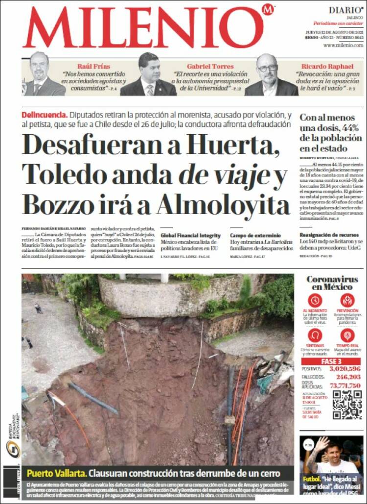 Portada de Milenio - Jalisco (M&eacute;xico)