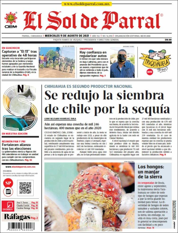 Portada de El Sol de Parral (M&eacute;xico)