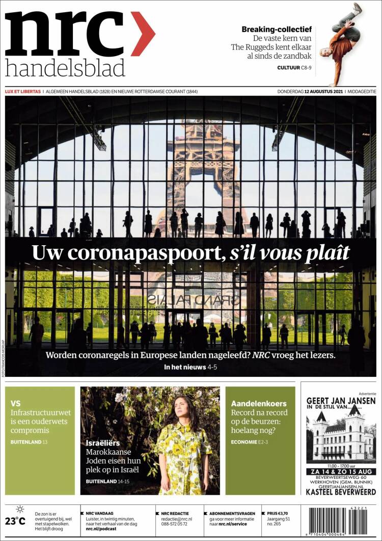 Portada de NRC Handelsblad (Pa&iacute;ses Bajos)