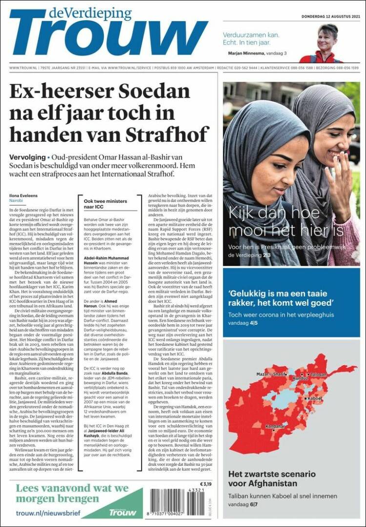 Portada de Trouw (Pa&iacute;ses Bajos)