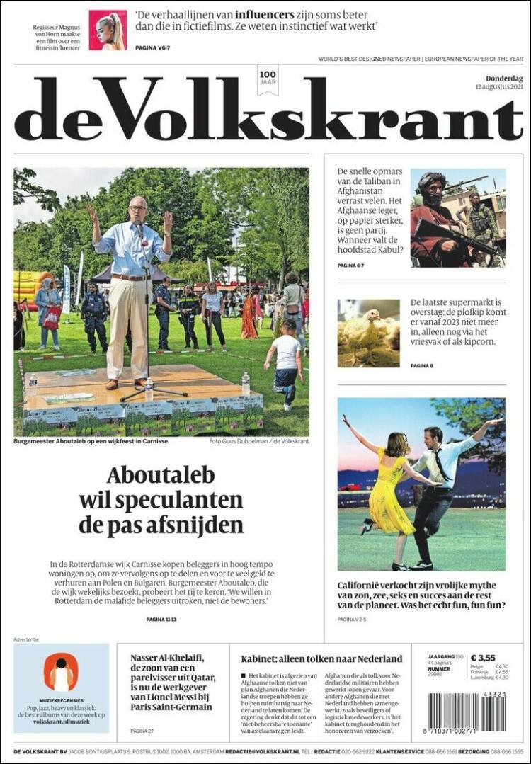 Portada de De Volkskrant (Pa&iacute;ses Bajos)