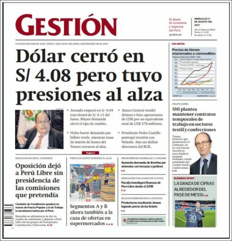 Portada de Diario Gestión (Per&uacute;)