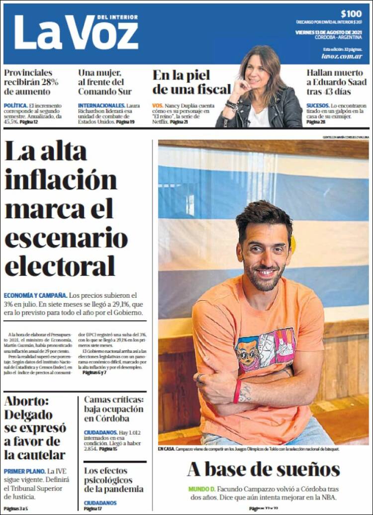 Portada de La Voz del Interior (Argentina)