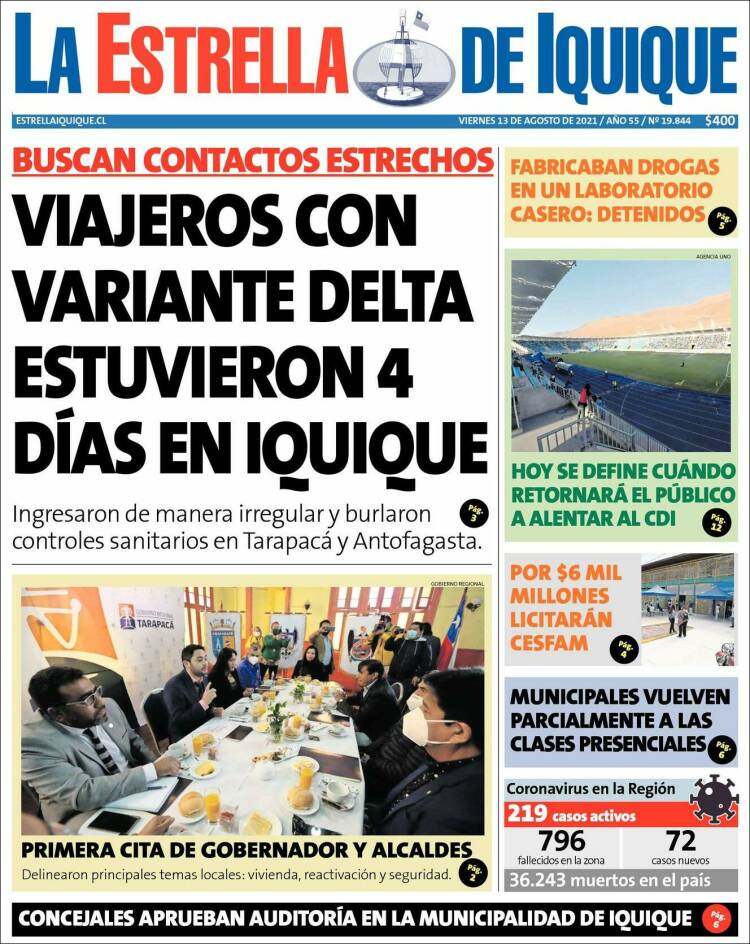 Portada de La Estrella de Iquique (Chile)