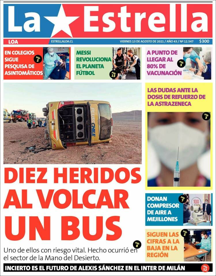 Portada de La Estrella de Loa (Chile)