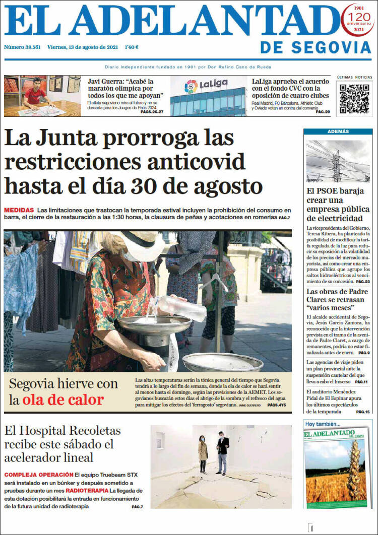 Portada de El Adelantado de Segovia (Espa&ntilde;a)