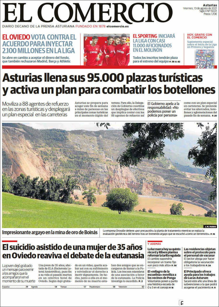 Portada de El Comercio (Espa&ntilde;a)