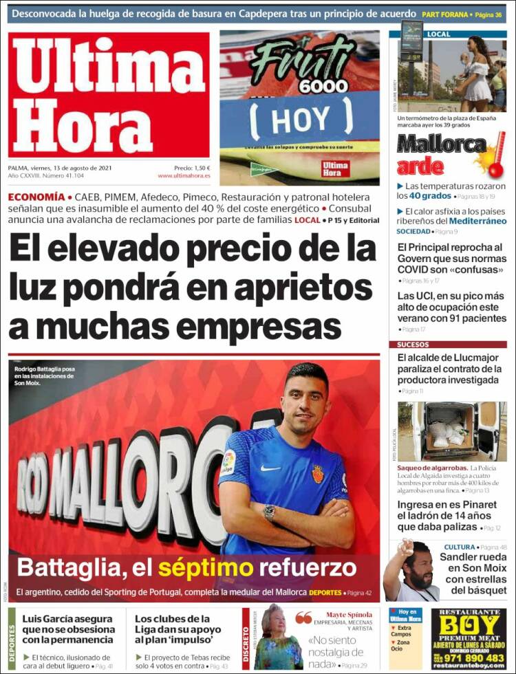 Portada de Última Hora (Espa&ntilde;a)