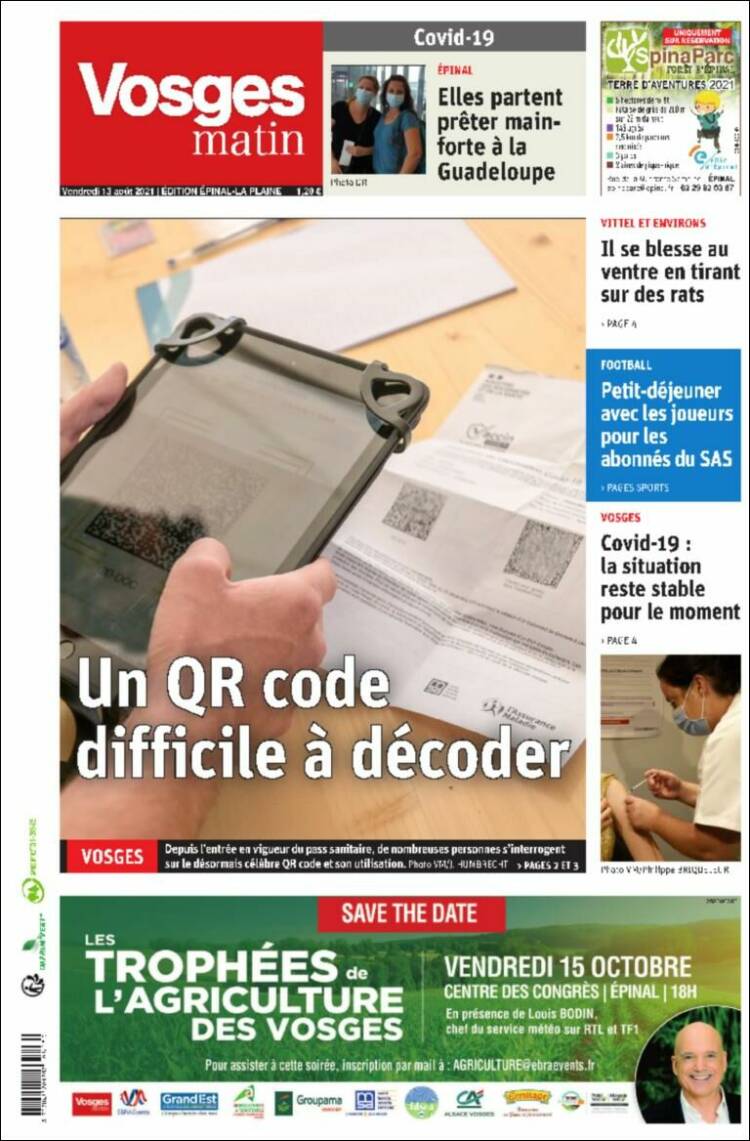 Portada de Vosges Matin (France)