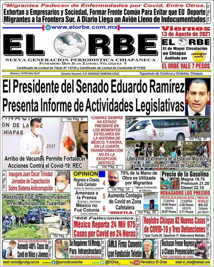 Portada de El Orbe (Mexico)