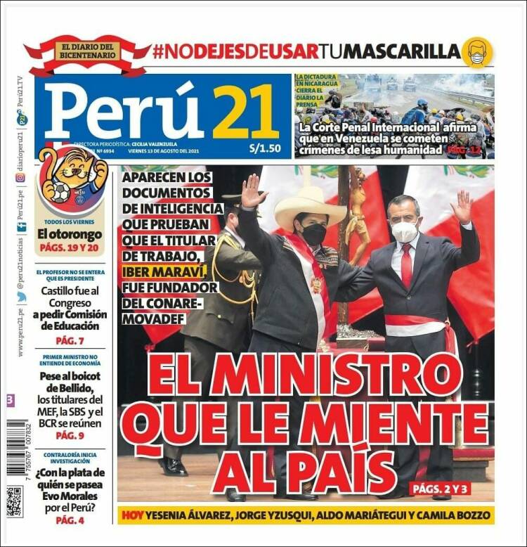 Portada de Perú 21 (Per&uacute;)