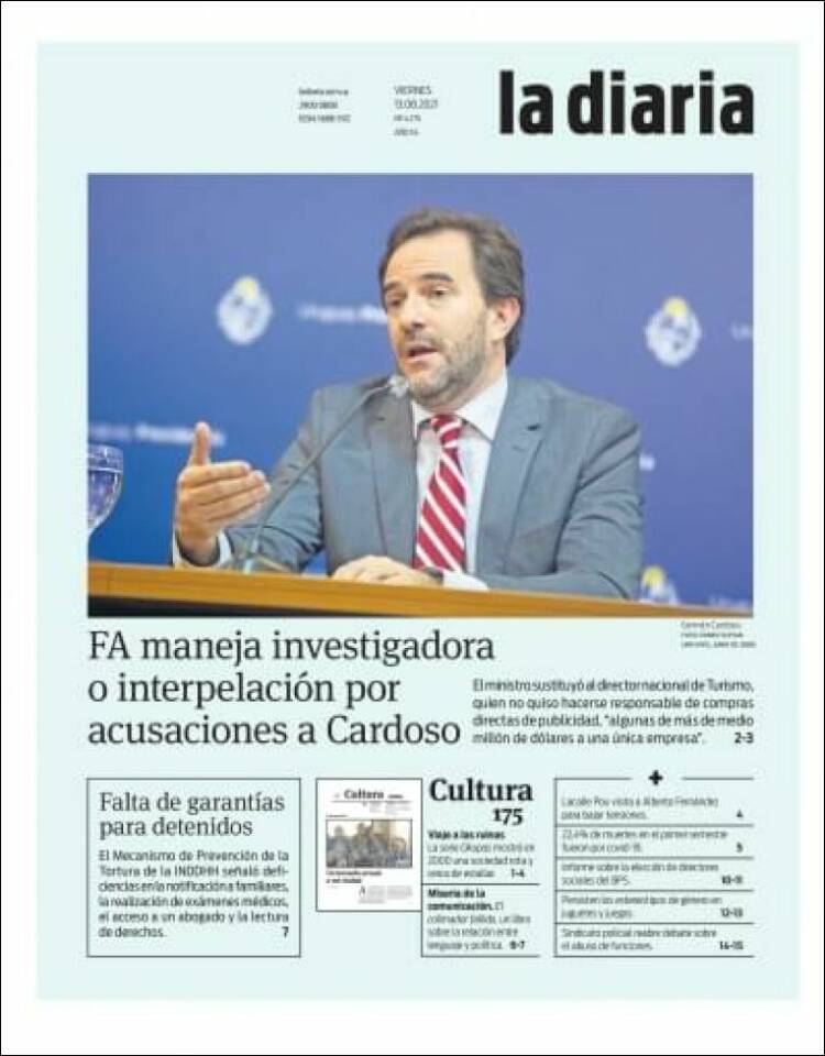 Portada de La Diaria (Uruguay)