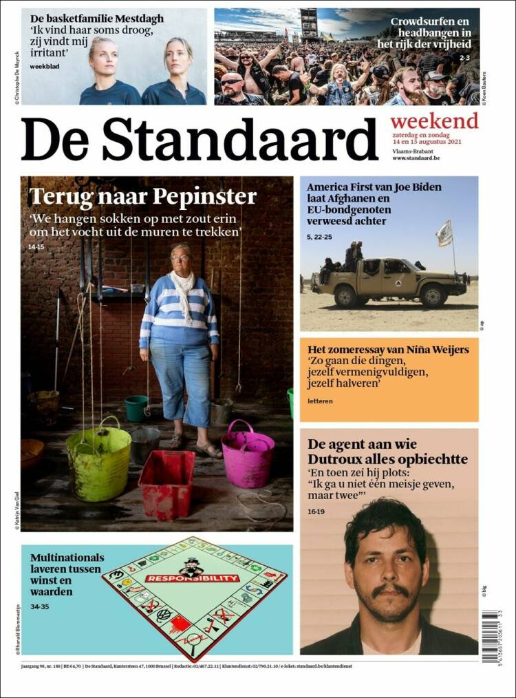 Portada de De Standaard (B&eacute;lgica)