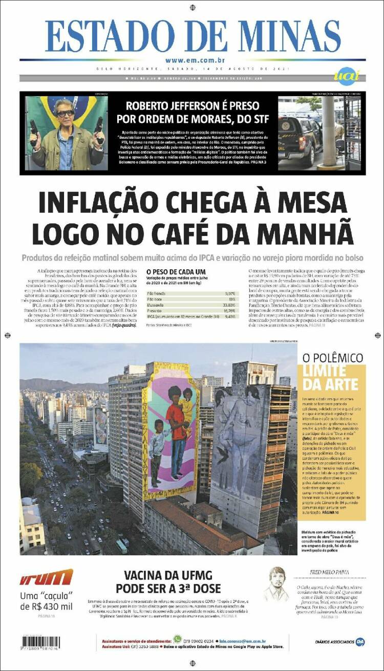 Portada de Jornal Estado de Minas (Brasil)