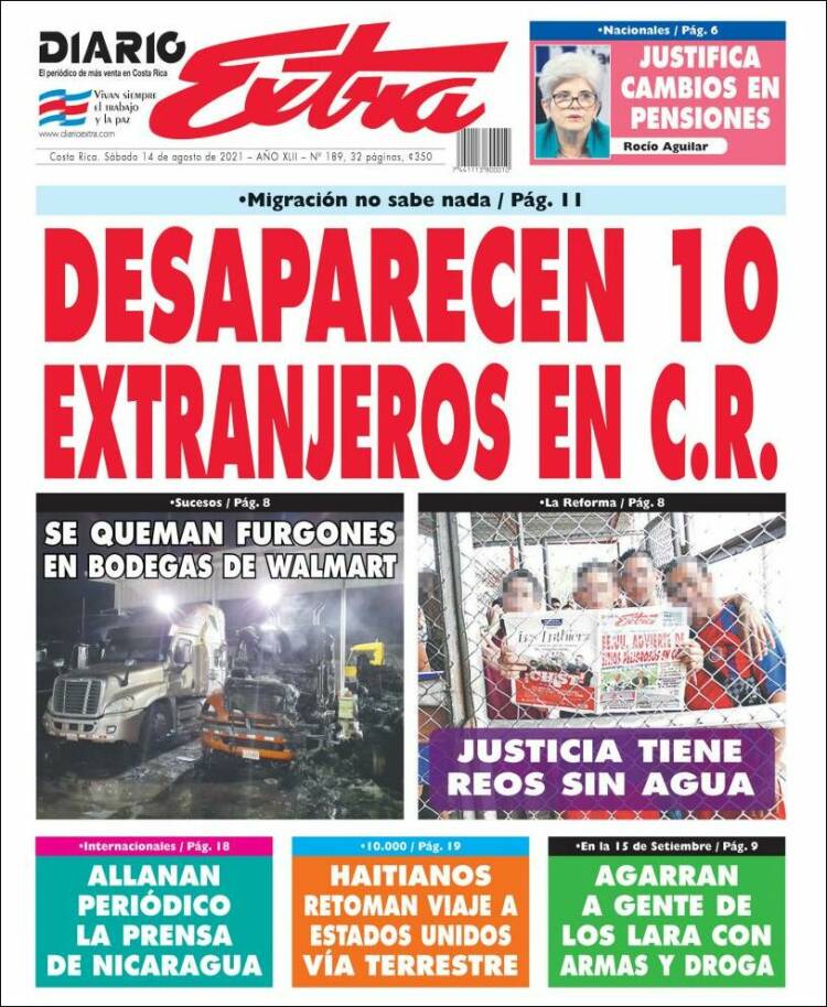 Portada de Diario Extra (Costa Rica)