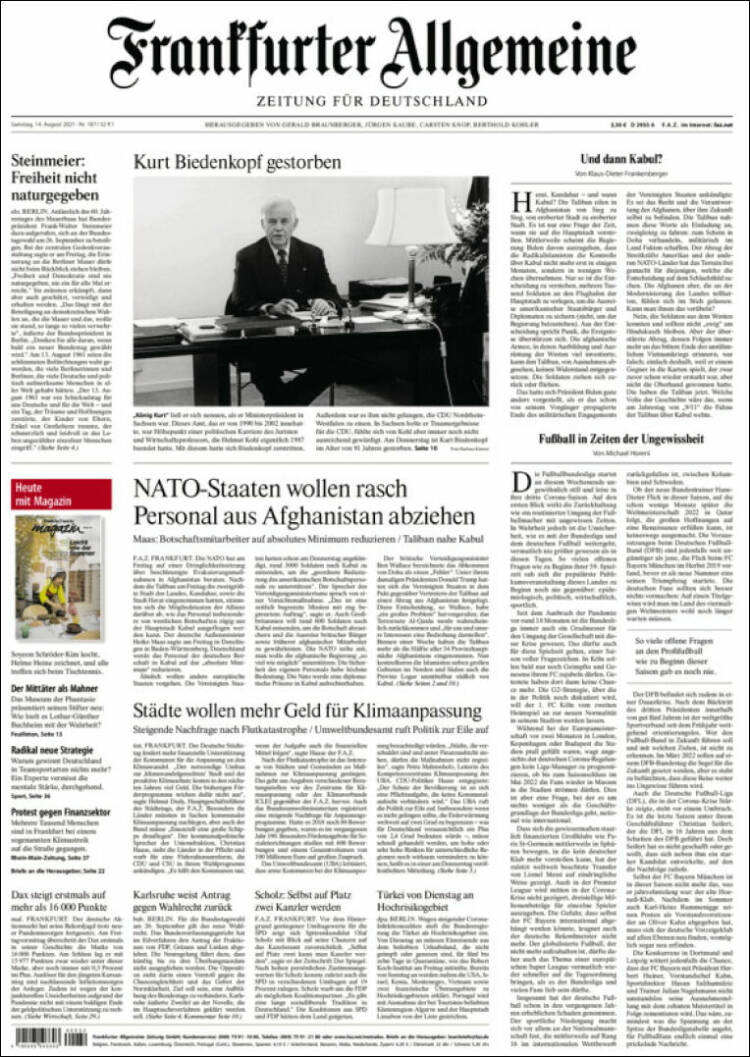 Portada de Frankfurter Allgemeine (Alemania)