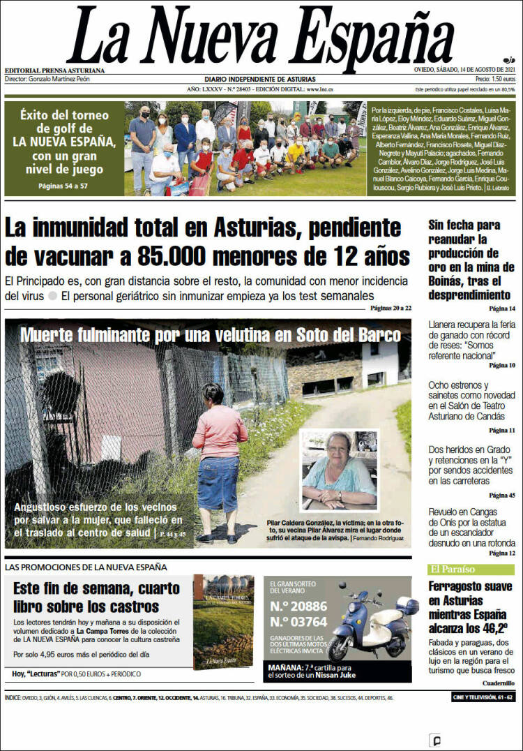 Portada de La Nueva España (Espa&ntilde;a)