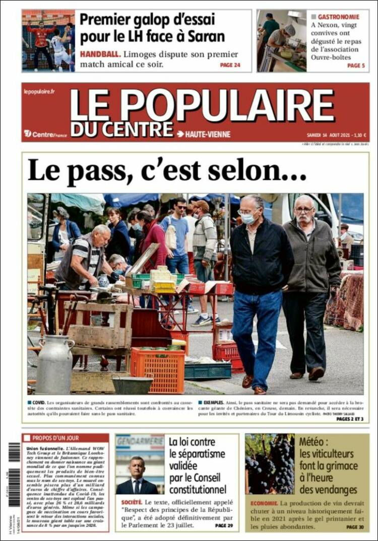 Portada de Le Populaire du Centre (Francia)