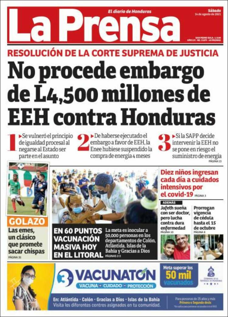 Portada de La Prensa (Honduras)