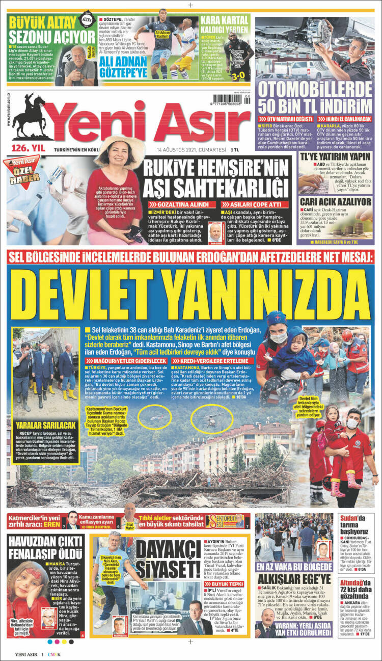 Portada de Yeni Asır (Turqu&iacute;a)