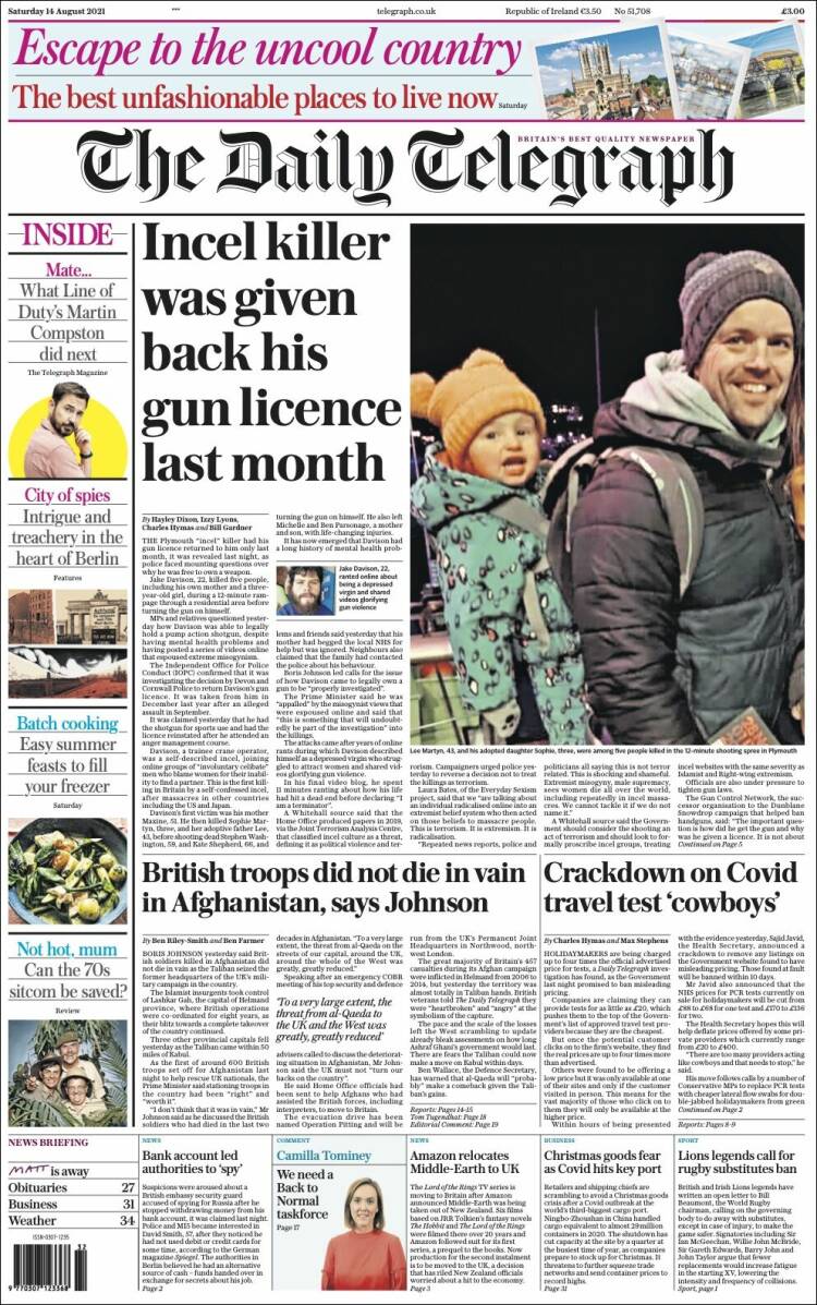 Portada de Daily Telegraph (Reino Unido)