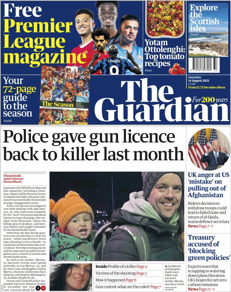 Portada de The Guardian (Reino Unido)