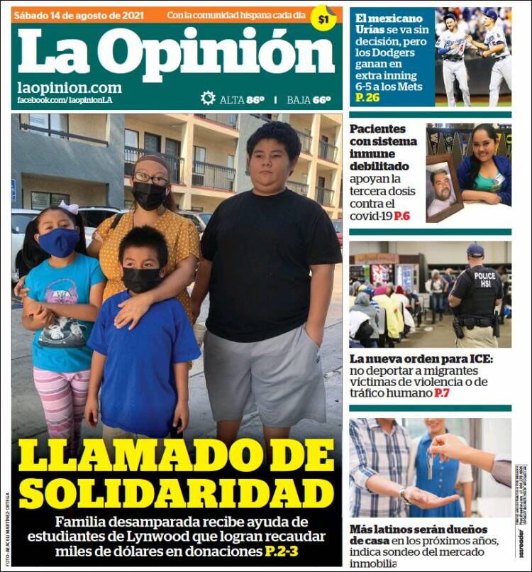 Portada de La Opinión (USA)