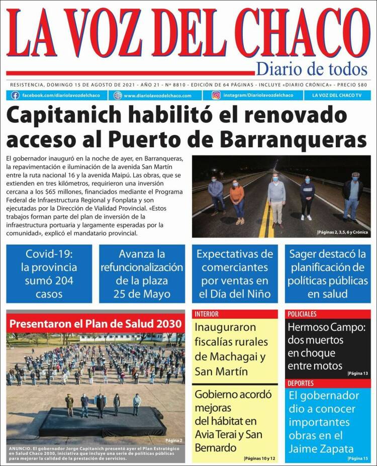 Portada de La Voz del Chaco (Argentina)