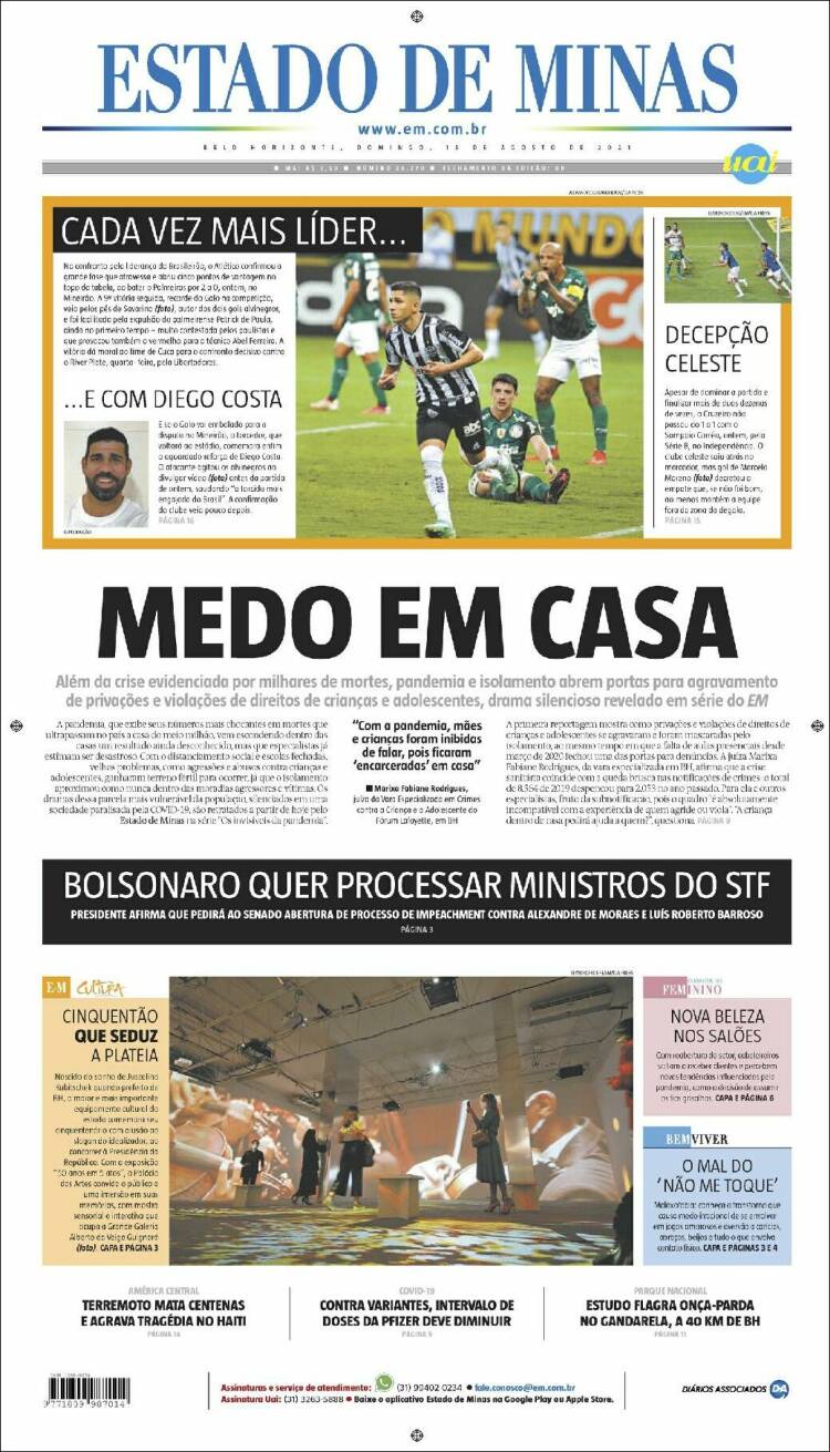 Portada de Jornal Estado de Minas (Brasil)