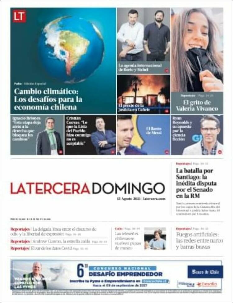 Portada de La Tercera (Chile)