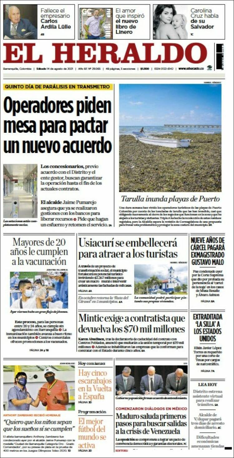 Portada de El Heraldo (Colombia)
