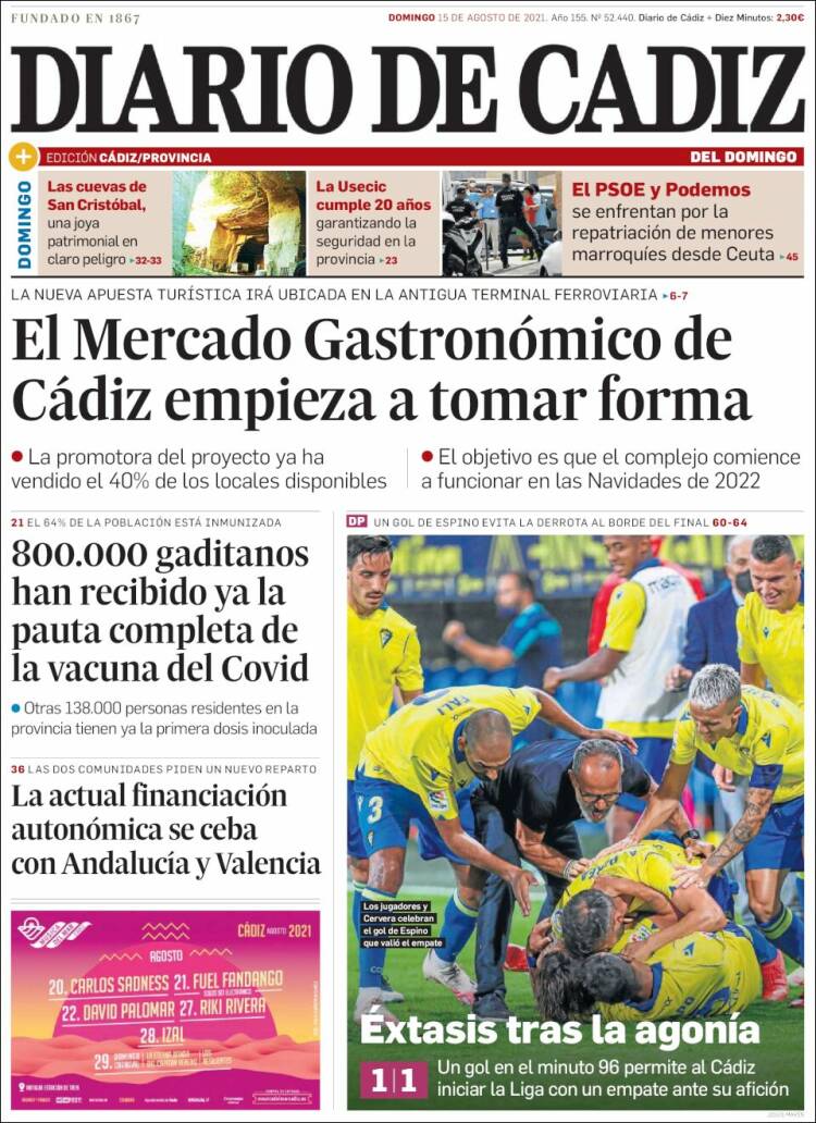 Portada de Diario de Cádiz (España)