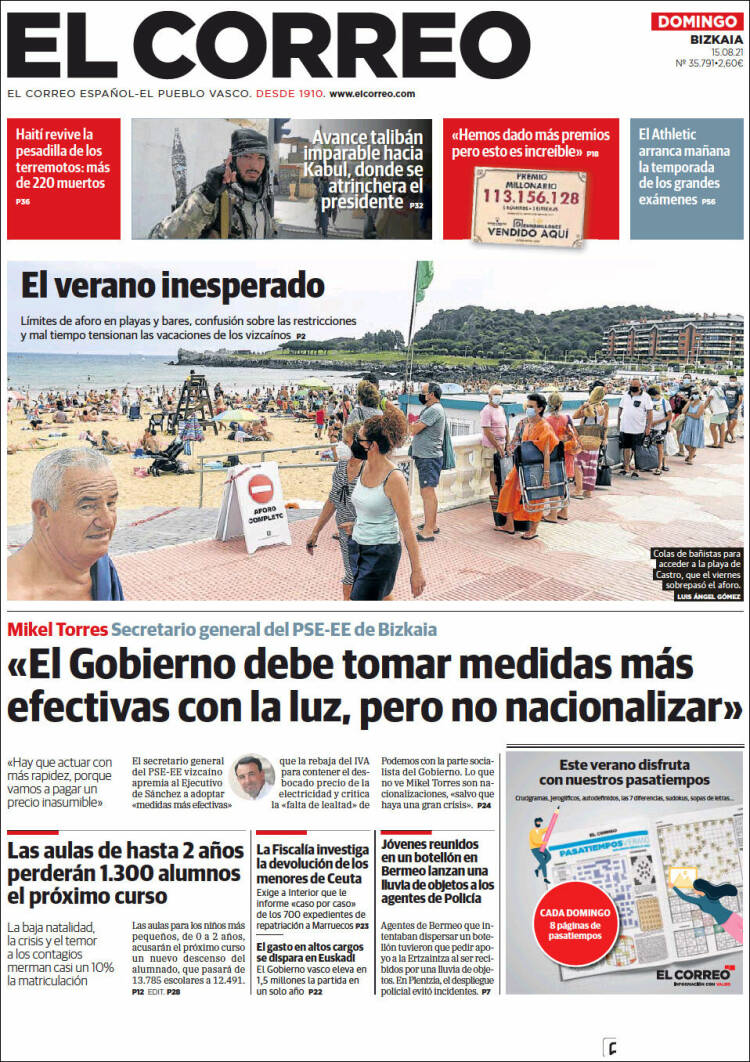 Portada de El Correo (España)