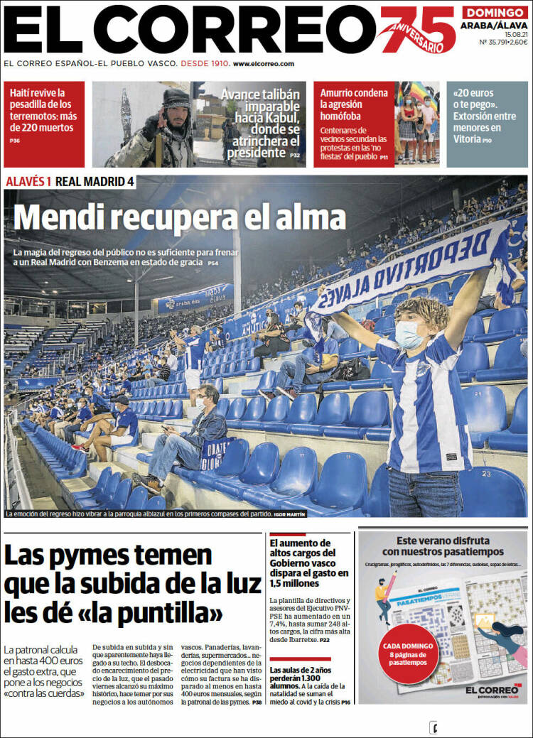 Portada de El Correo - Álava (España)