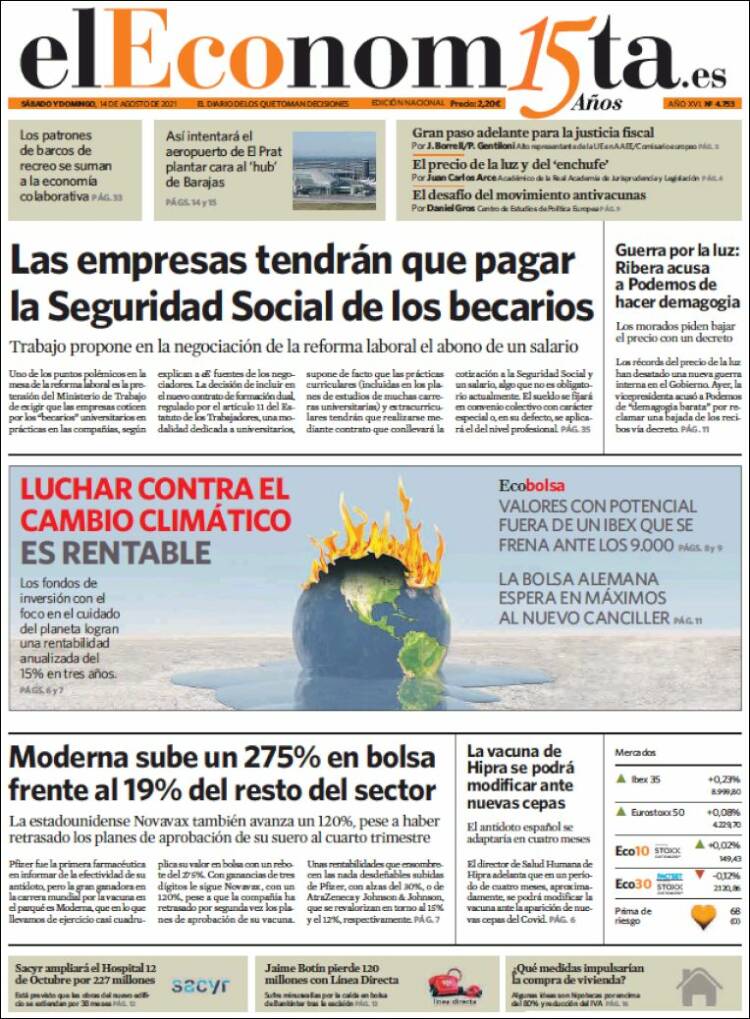 Portada de El Economista (Espa&ntilde;a)