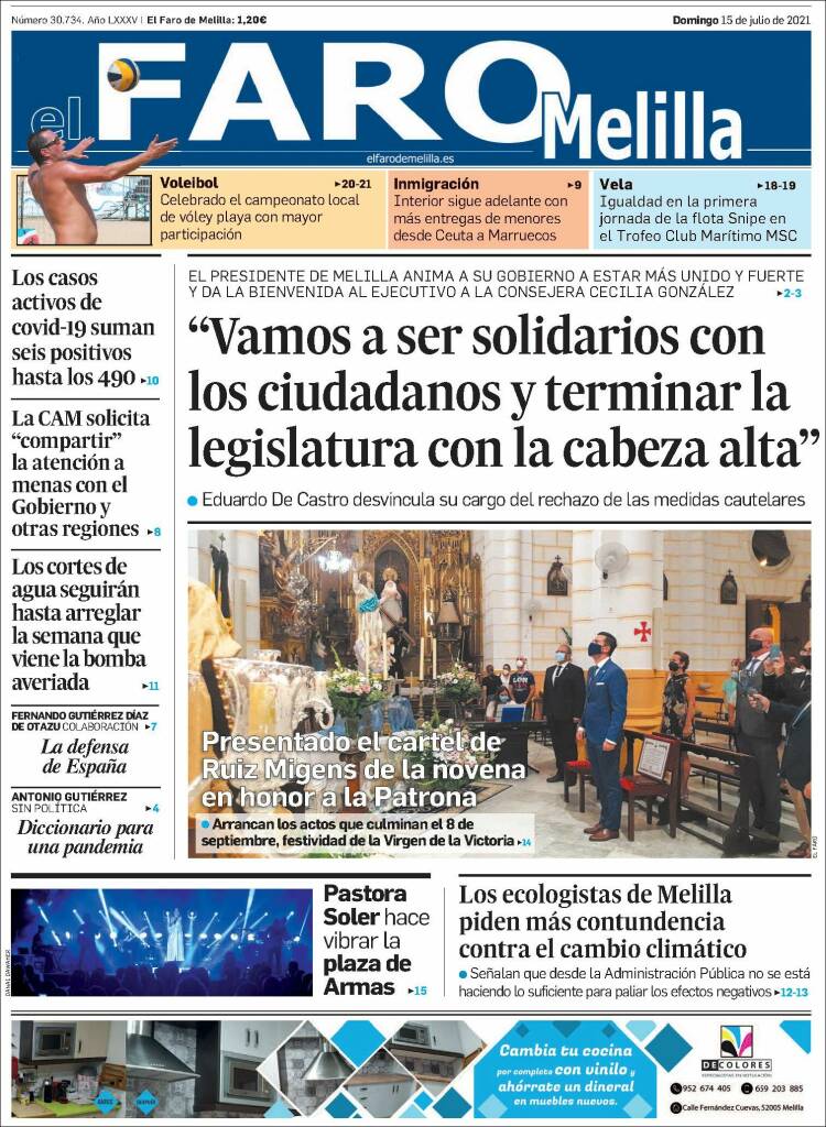 Portada de El Faro de Melilla (España)